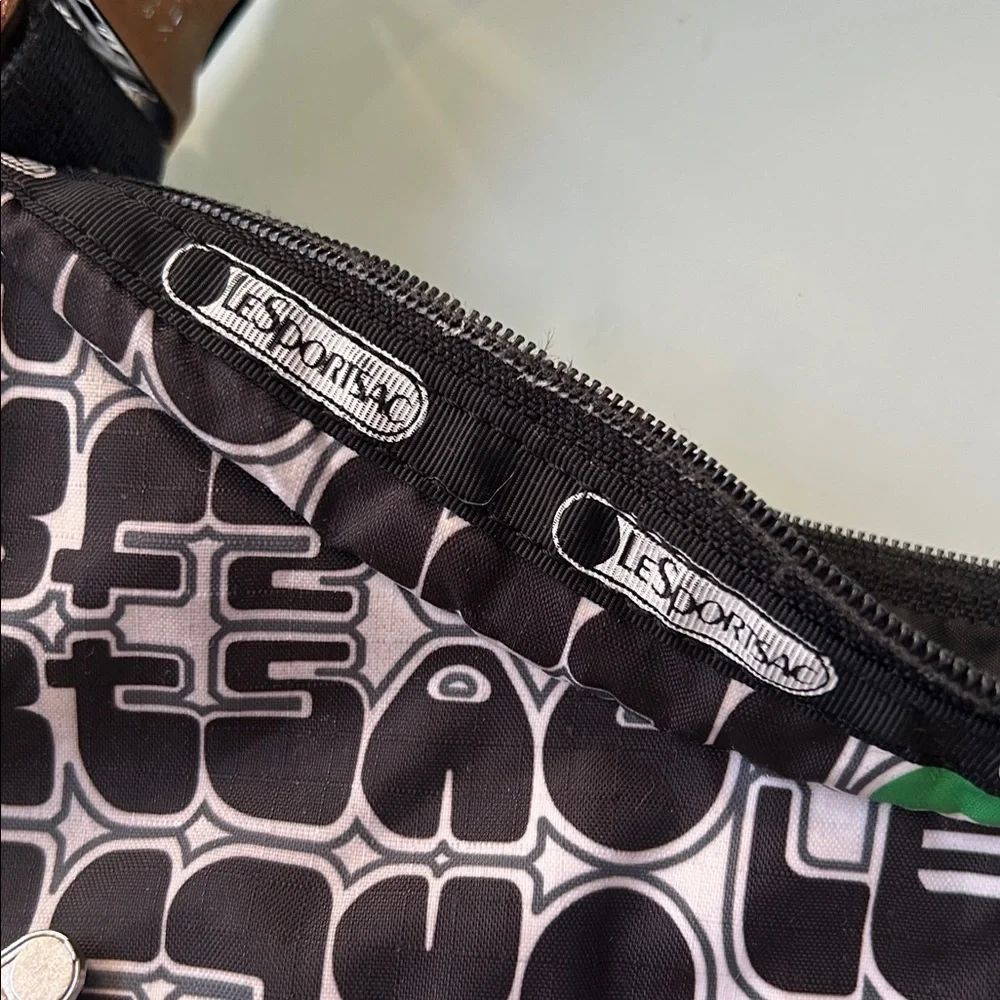 LeSportsac Black and Green Graphic Classic Hobo Bag